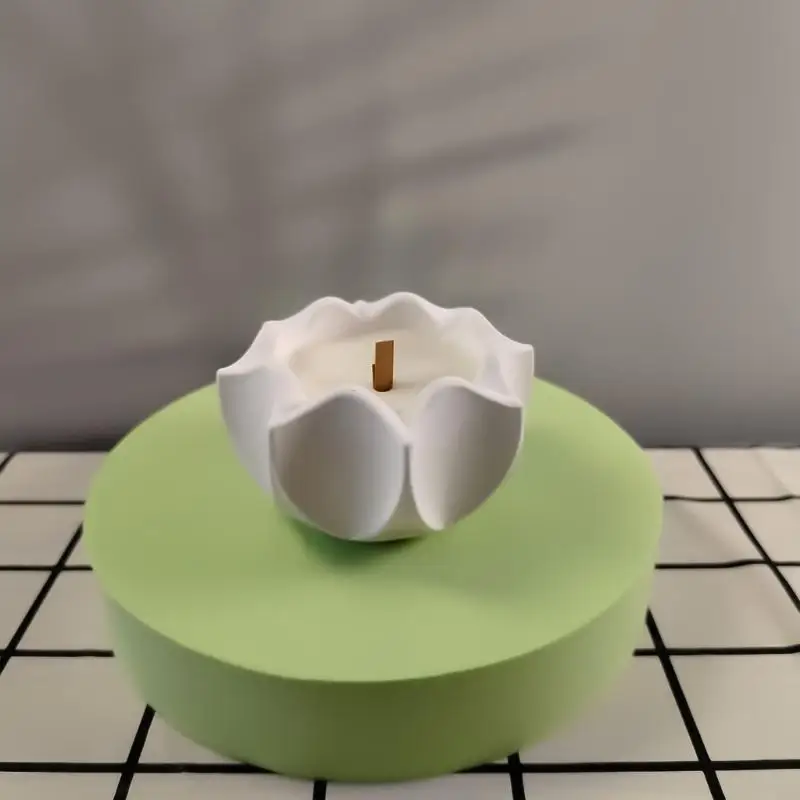 R66A زهرة شمعة حامل قوالب السيليكون قوالب المسبوكات شكل هندسي الشمعدان الراتنج قوالب الحرف اليدوية القالب