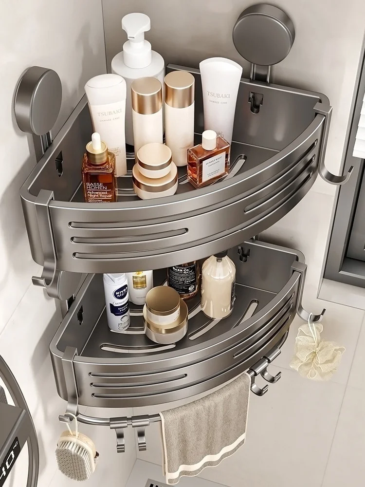 No Need To Drill Suction Cup Bathroom Storage Rack, Bathroom Wall-Mounted Washbasin, Washbasin, Toilet Triangular Basket Storage