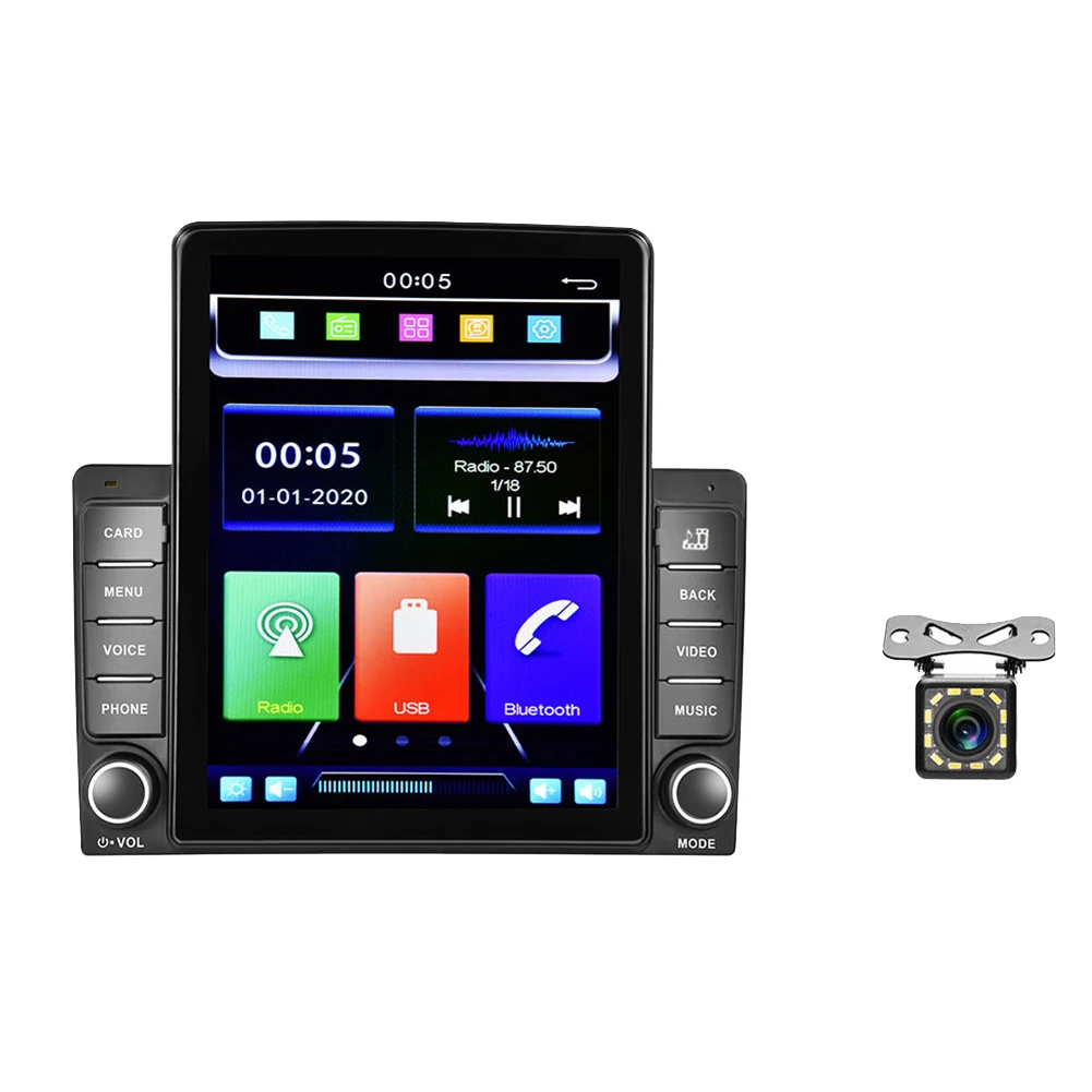 

2 Din 9.5Inch Contact Screen MP5 Player Car Stereo FM Radio for Apple/Andriod CarPlay Mirror Link Navi+ 12LED Camera