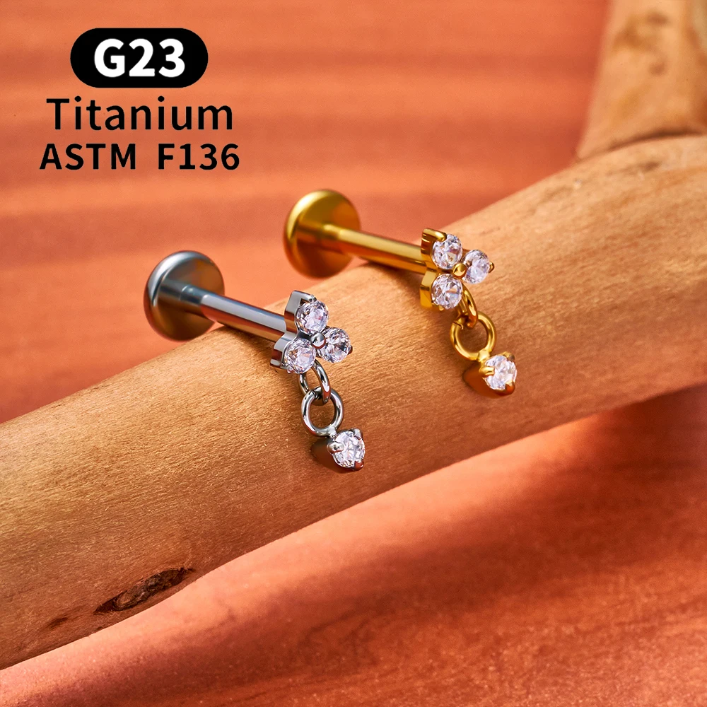 ASTM F136 Titan 16G CZ Drapierkette Flacher Ohrstecker Blumen-Knorpel-Ohrring Labret Lippen-Ohrloch-Tragus-Helix-Piercing-Schmuck – Detail 8