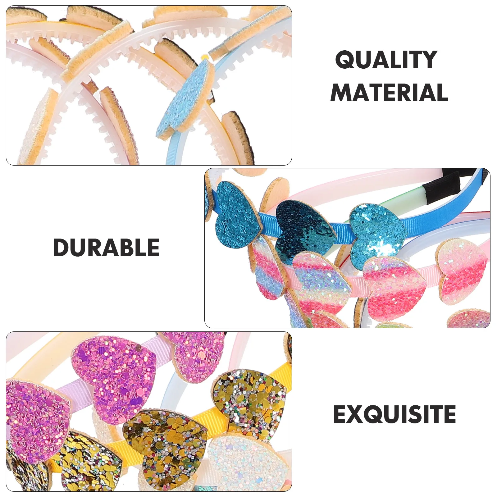 

10Pcs Heart-Shaped Headband Lovely Shiny Design Comfortable Wear Cute Hair Accessory for Cosplay Party Birthday Gift