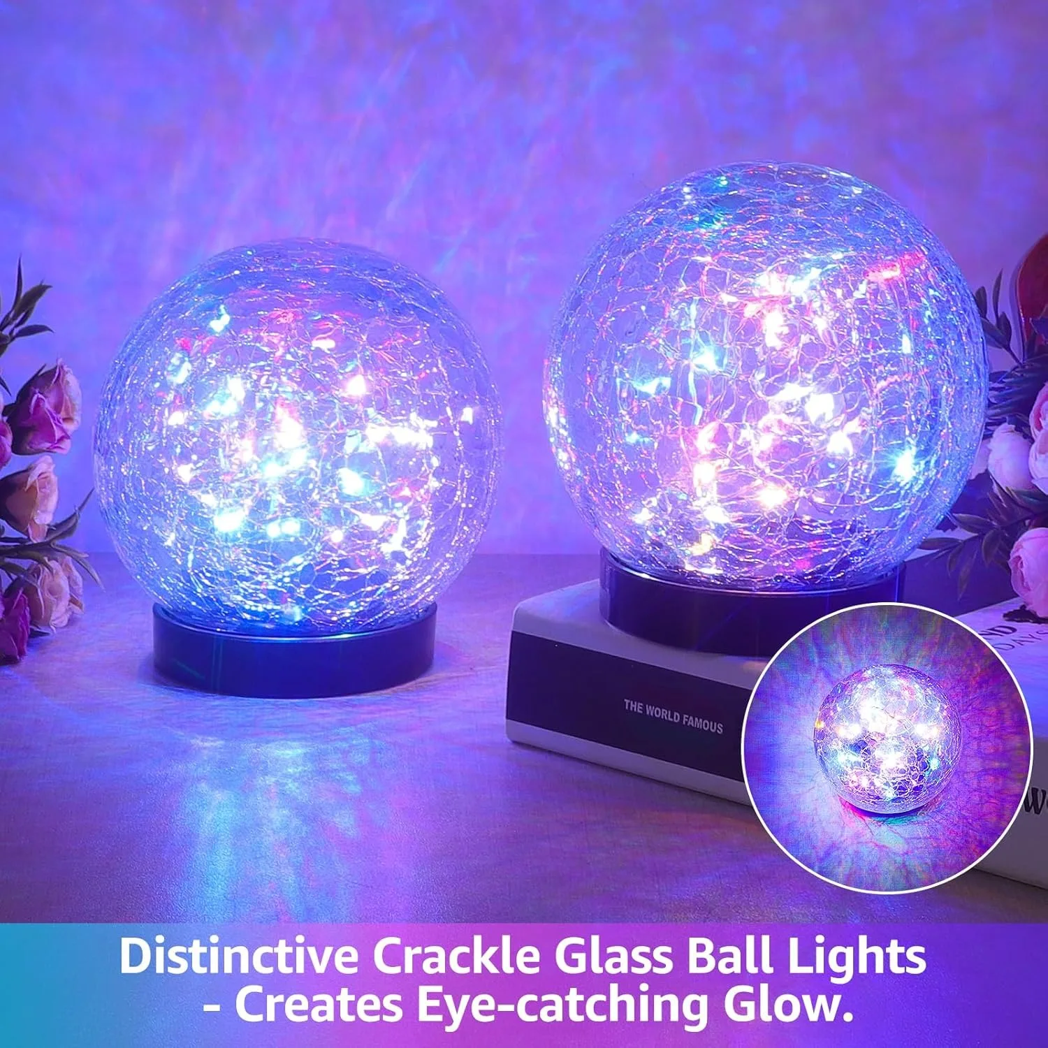 

Solar Cracked Ice Ball Light 10cm, Weatherproof Garden Globe Lights for Pathway Yard Decor LED Landscape Lighting Stake Included