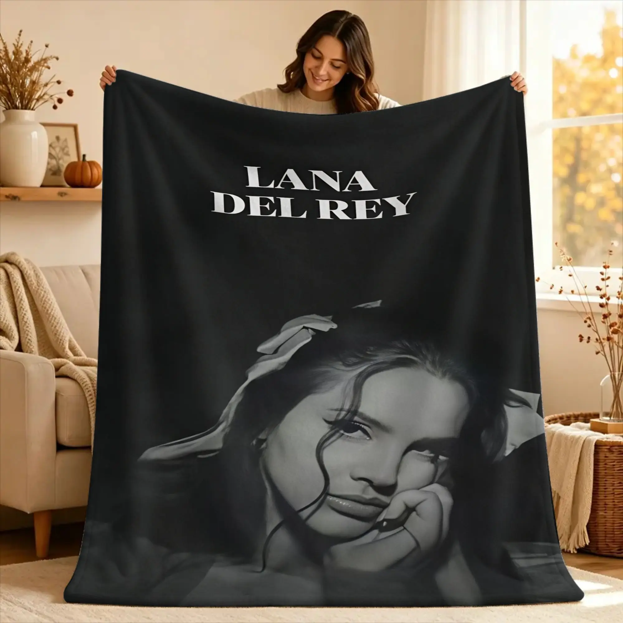 Lana Del Rey Singer Lizzy Grant  Blankets  Picnic Flannel Throw Blanket For Couch Chair Warm Soft Custom DIY Quality Bedspread