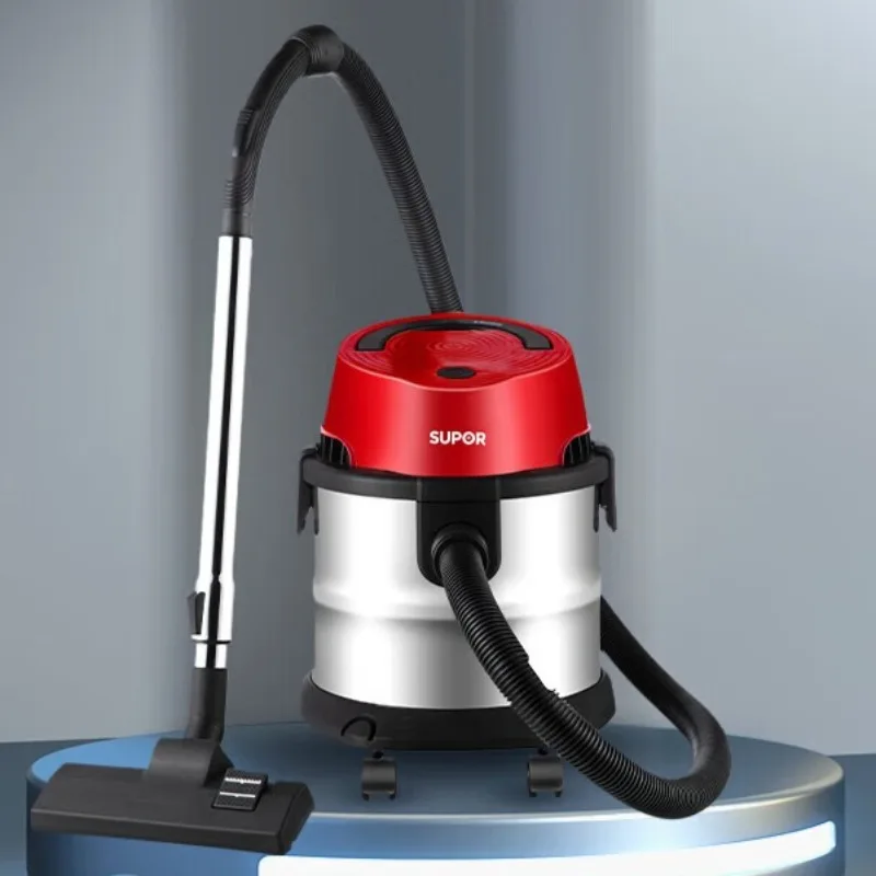Canister vacuum cleaner, multi-functional, one-button cord retraction, stainless steel, commercial use.