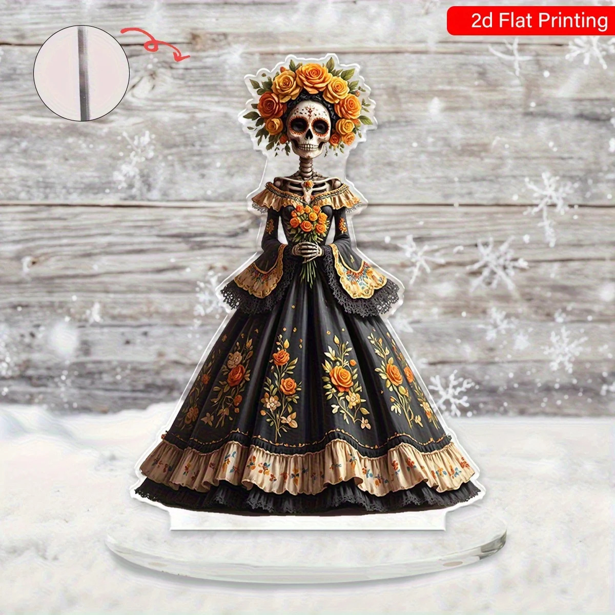 2D Flat Surface, 2D Flat Acrylic Bohemian Style Skeleton Decoration with Base - Multifunctional Spring And Autumn Season Decorat