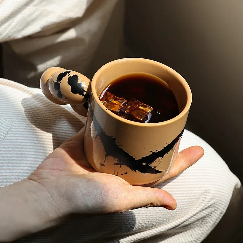 【Premium】AhunderJiaz Vintage Ceramic Ceramic Coffee Mug Set Caramel Chocolate Latte Mug Kitchen Drinkware Set Home & Garden