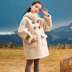 Cappotto di lana per ragazze giacca capispalla in cotone frangivento 2023 pile caldo più addensare velluto inverno autunno festa abbigliamento per bambini