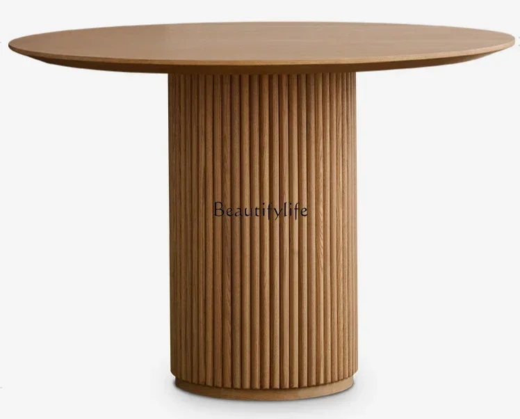 

FG28Medieval Roman column small apartment log ash wood retro solid wood round table