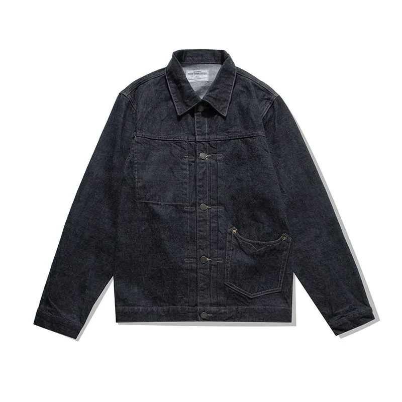 

100% Cotton American Vintage Amekaji 15oz Heavyweight Raw Selvedge Denim Jacket with Checkered Panel for Men Autumn Raw OKONKWO