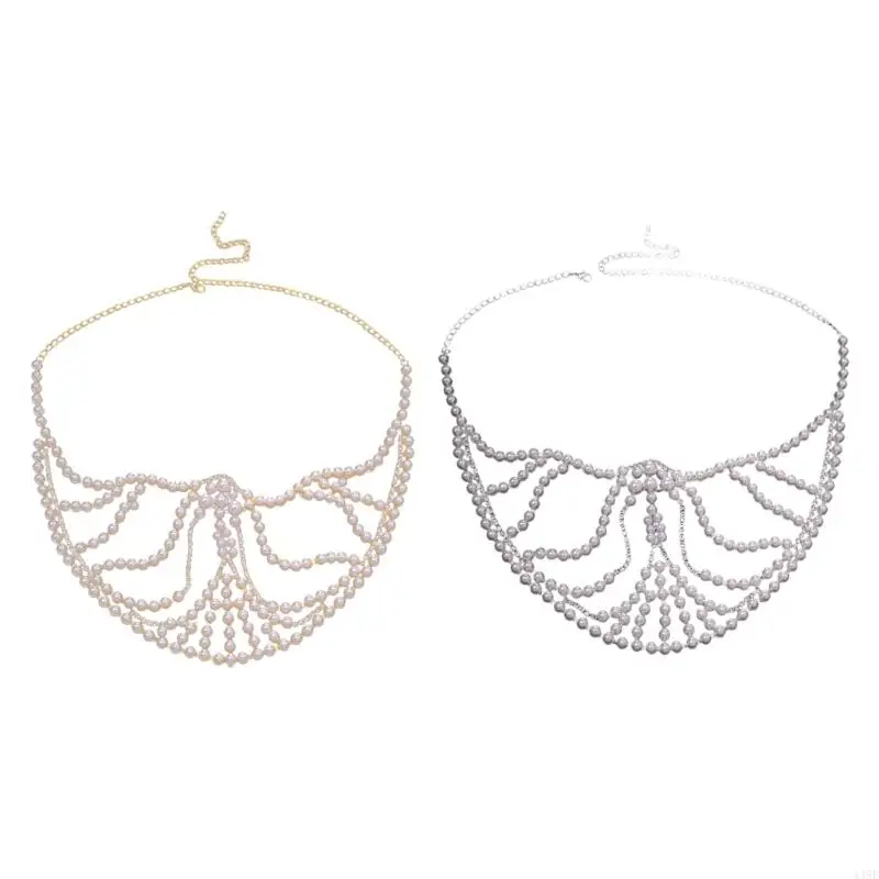 

448E Rhinestones Adjustable Mask Half Mask Elegant Mask Imitating Pearls Beads Face Wear Present for Fashion Individuals