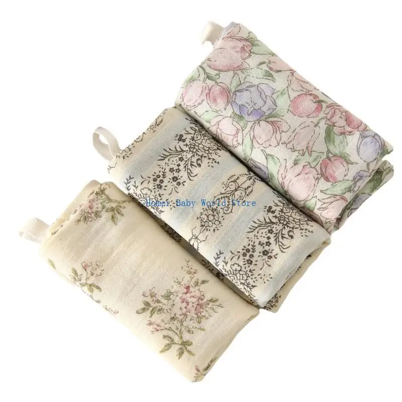 

B2QD Set of 3pcs Baby Square Towel Soft & Breathable 4-layer Burp Cloth Small Handkerchief Newborns Drooling Bib for Infants