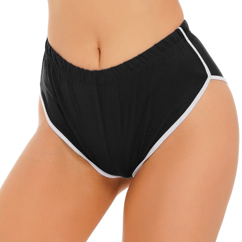 DolDave-Short de yoga à bord blanc pour femme, taille moyenne, sport d'été, entraînement de gym, course à pied, fitness amincissant, vêtements de sport