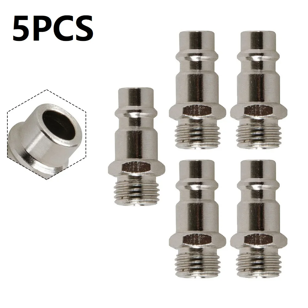 5/2PCS Quick Release Euro Compressed Air Line Coupler Connector Fitting 1/4in Male Workshop Equipment Power Air Compressor