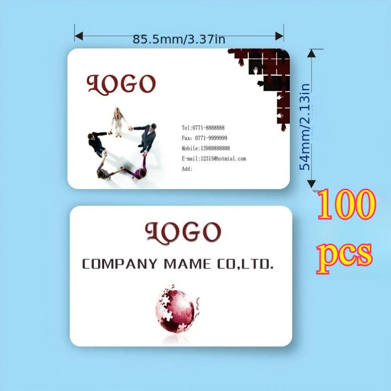 100 PCS Custom PVC Business Cards Free Design Service High Definition Name Card for Corporate Use