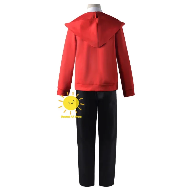 hhh 2025 أنيمي بالمنشار رجل تأثيري ازياء قوة الأحمر الأزرق بدلة معطف أغطية الرأس شعر مستعار هالوين كرنفال حفلة كوس ووم