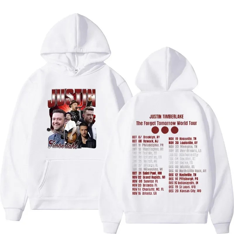 Limited Justin Timberlake Fall Tour Hoodie Forget Tomorrow 2024 Pullover Bluzy Mężczyźni Kobiety Harajuku Gothic Oversized Hoodies