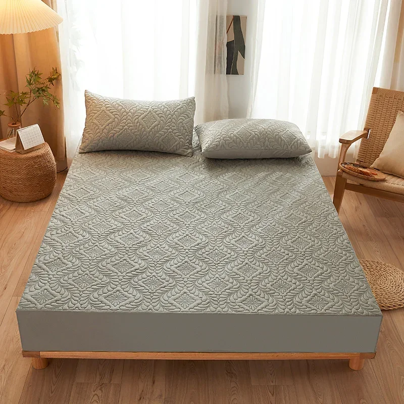 1PC Waterproof Laminated Quilting Bed Sheet Breathable Mattress Protector Soft Skin-Friendly Bed Cover Fitted Funda De Colchón