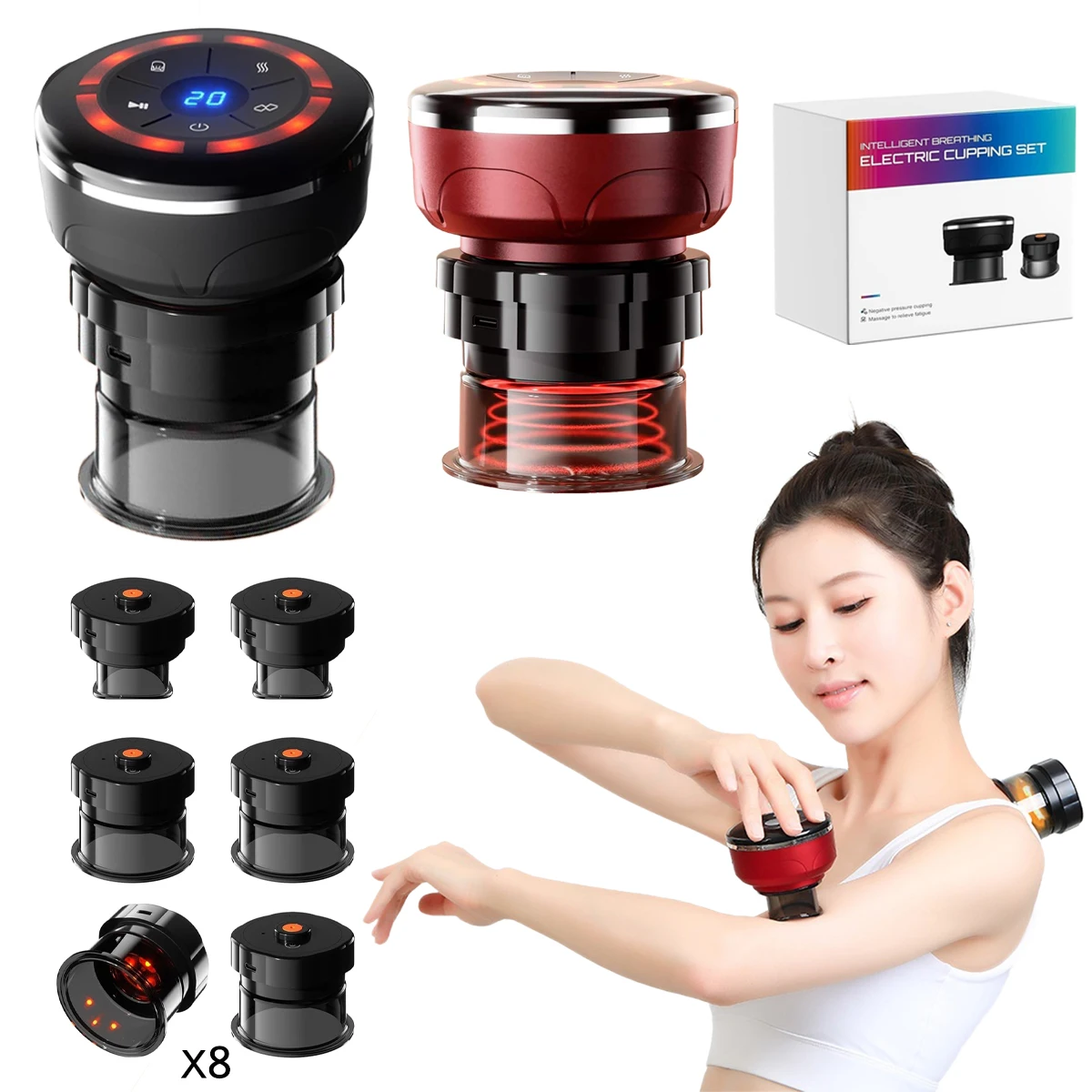 

Новейшая вакуумная баночная машина 2025 года с электрическим инфракрасным инструментом Гуа Ша, вакуумный массажер для банок, электрический набор Гуа Ша