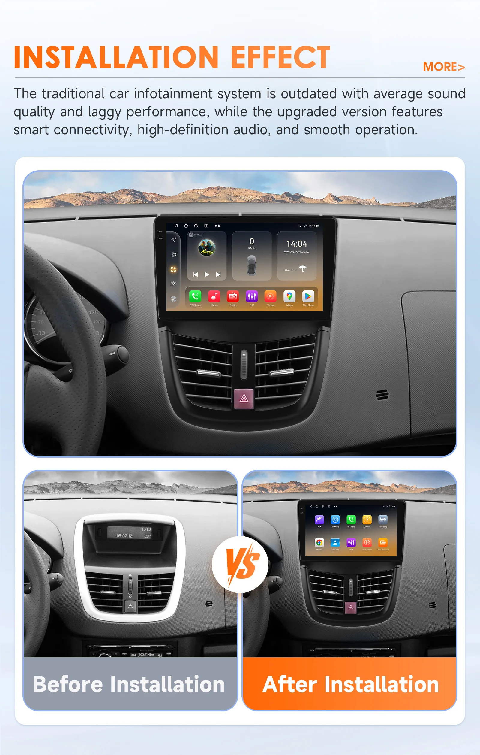 Hizpo 2 Din Android 14 For PEUGEOT 207 207CC 2006-2015 Car Radio Multimedia Video Player Navigation Autoradio CarPlay Stereo RDS