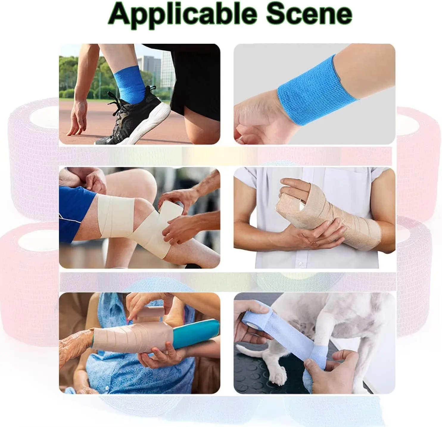 15 قطعة 2.5/5/7.5 سنتيمتر الملونة رياضية ذاتية اللصق ضمادات مرنة الرياضة التفاف الشريط ل منصات الركبة إصبع الكاحل المعونة أداة الحيوانات الأليفة