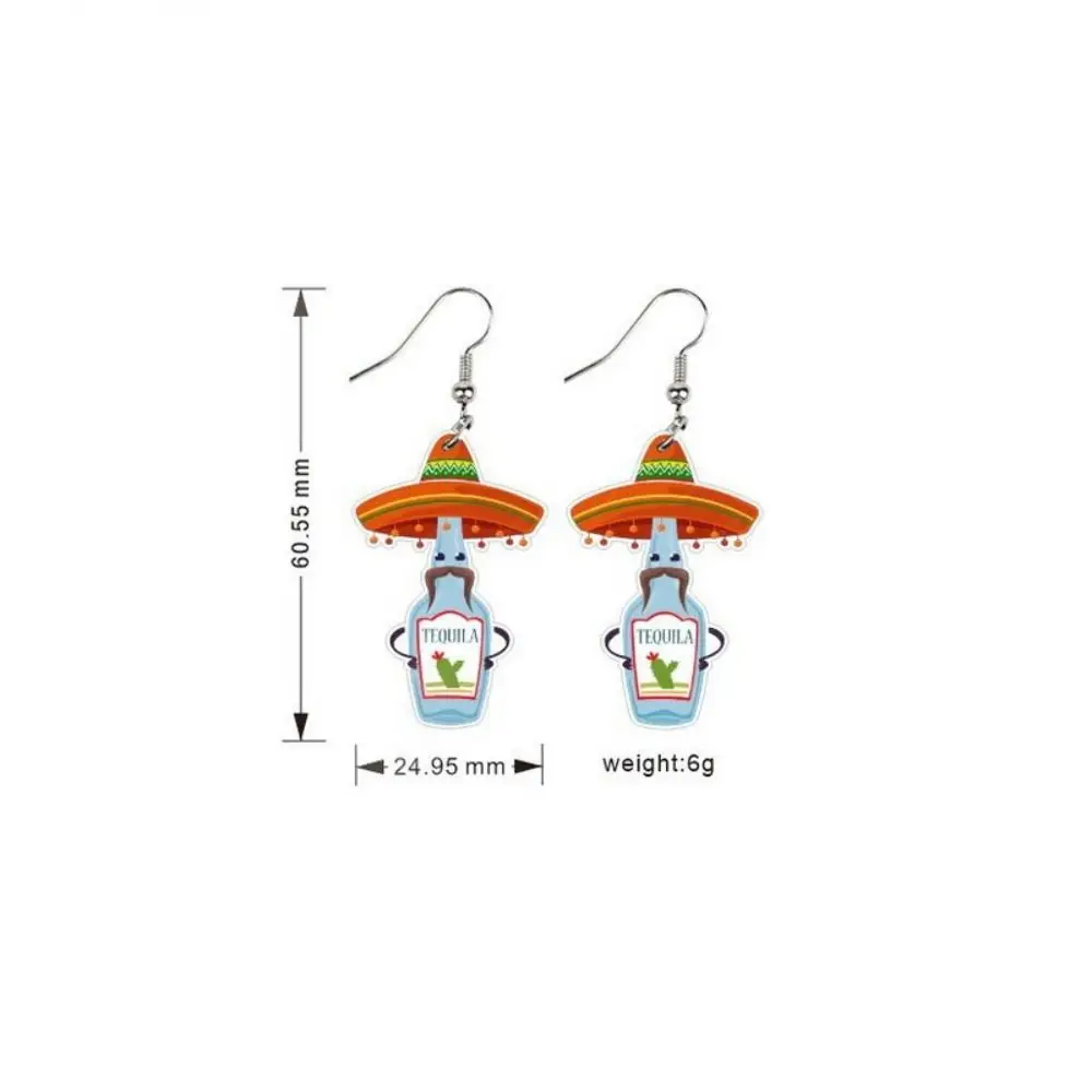 Mexican Carnival Theme Party Earrings Cinco de Mayo Cactus Acrylic Earring Rainbow Chili Pendant Earrings Women Jewelry Gift