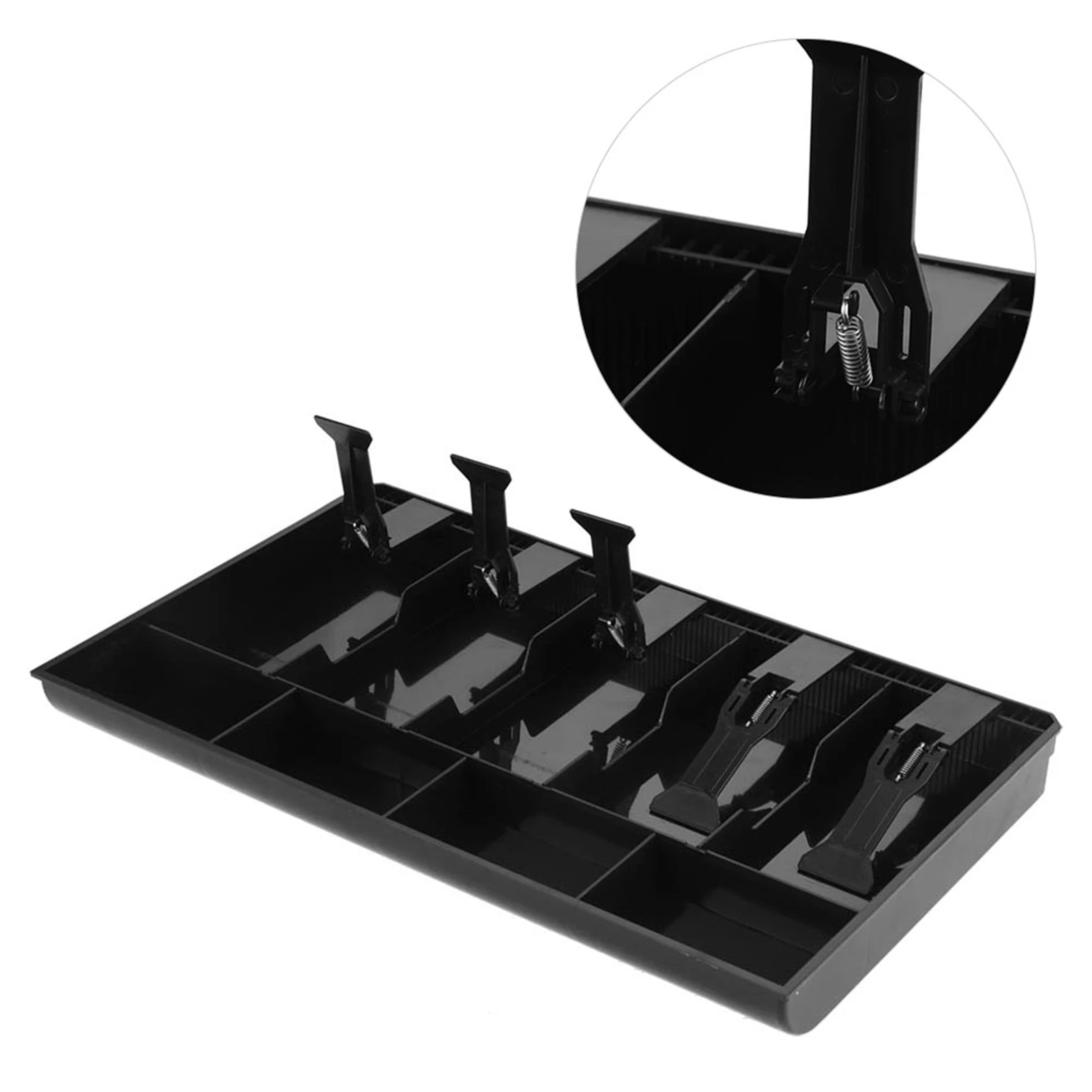 Cinque griglie cassetto contanti registratore inserto contanti portamonete cassiere ordinato cassetta di sicurezza in plastica nera