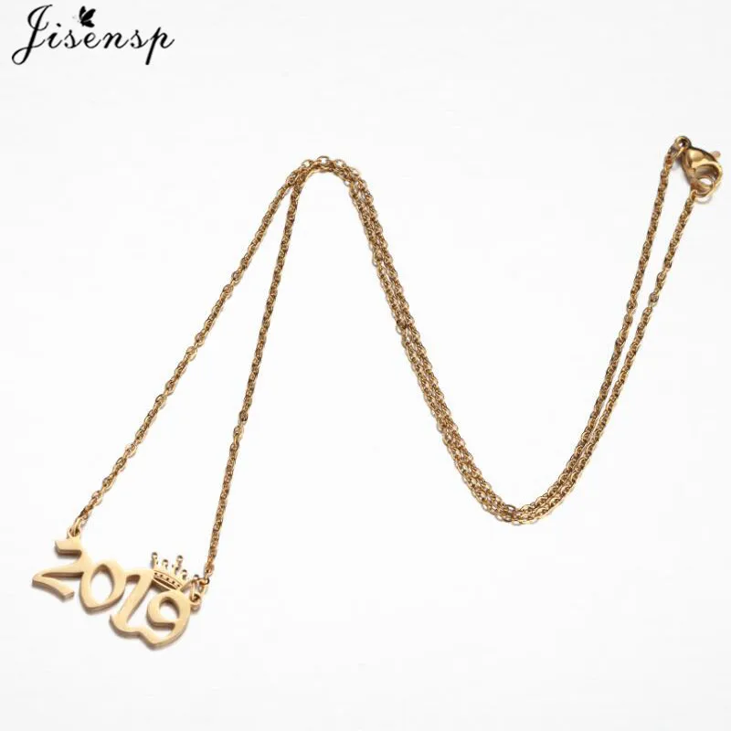 Stainless Steel Crown with Birth Year Number Necklaces for Women Men Special Date Necklace 1980 to 2024 Birthday Gifts