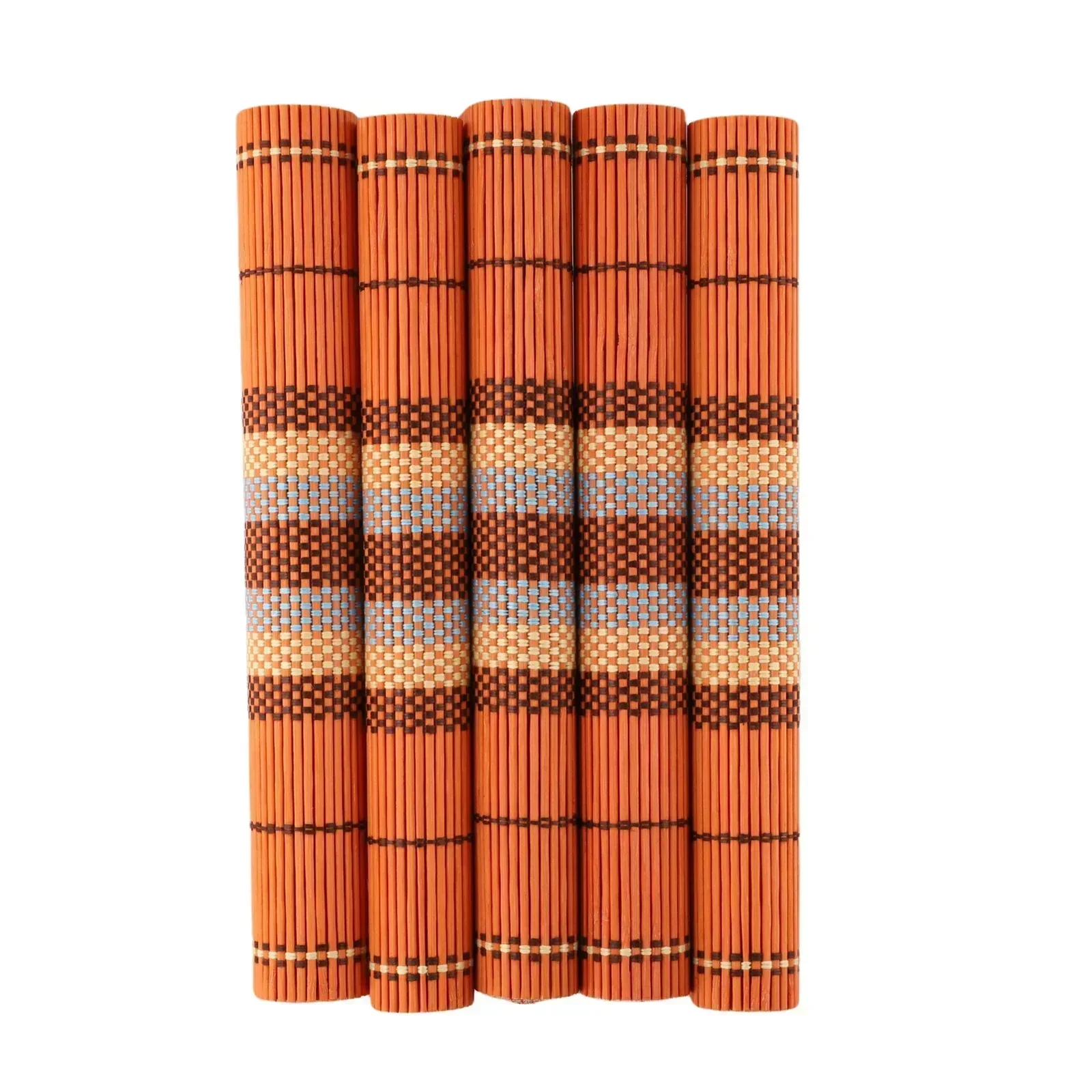 Durable Bamboo Dining Placemats 5pcs Woven Ribbed Table Mats AntiSlip & Heat Resistant Protect Your Furniture