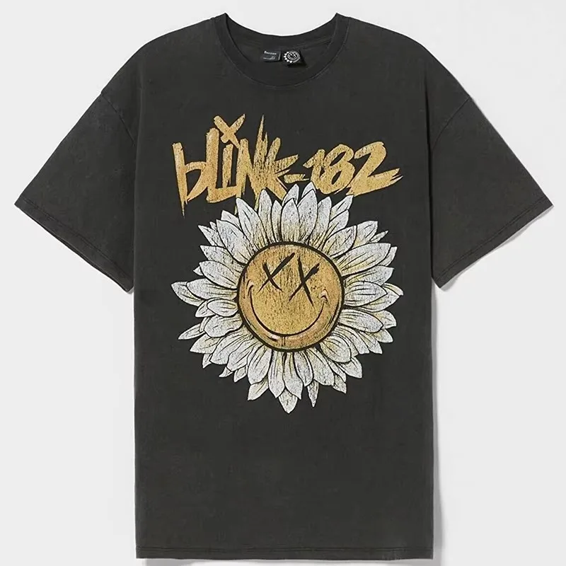 Blink 182 T-Shirt mit Grafikmotiv „Dripping Face“, aus Baumwolle, für Herren und Damen, im Streetwear-Stil. – Detail 7