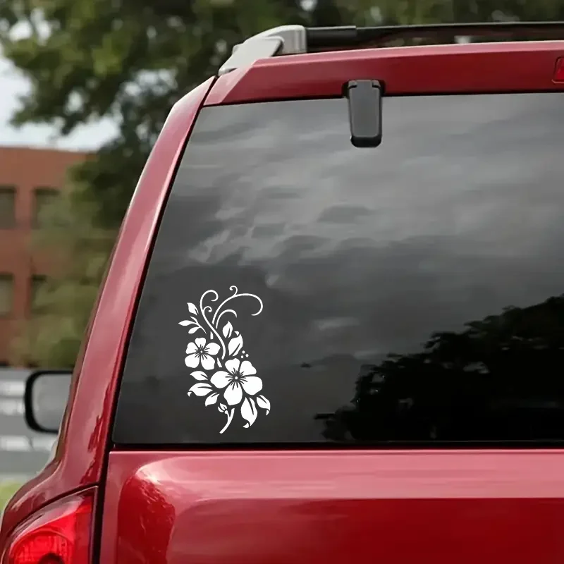 Floral Vinyl Car Decal Easy Apply Sticker for Window Bumper Outdoor Surface Durable UV Resistant Auto Decoration
