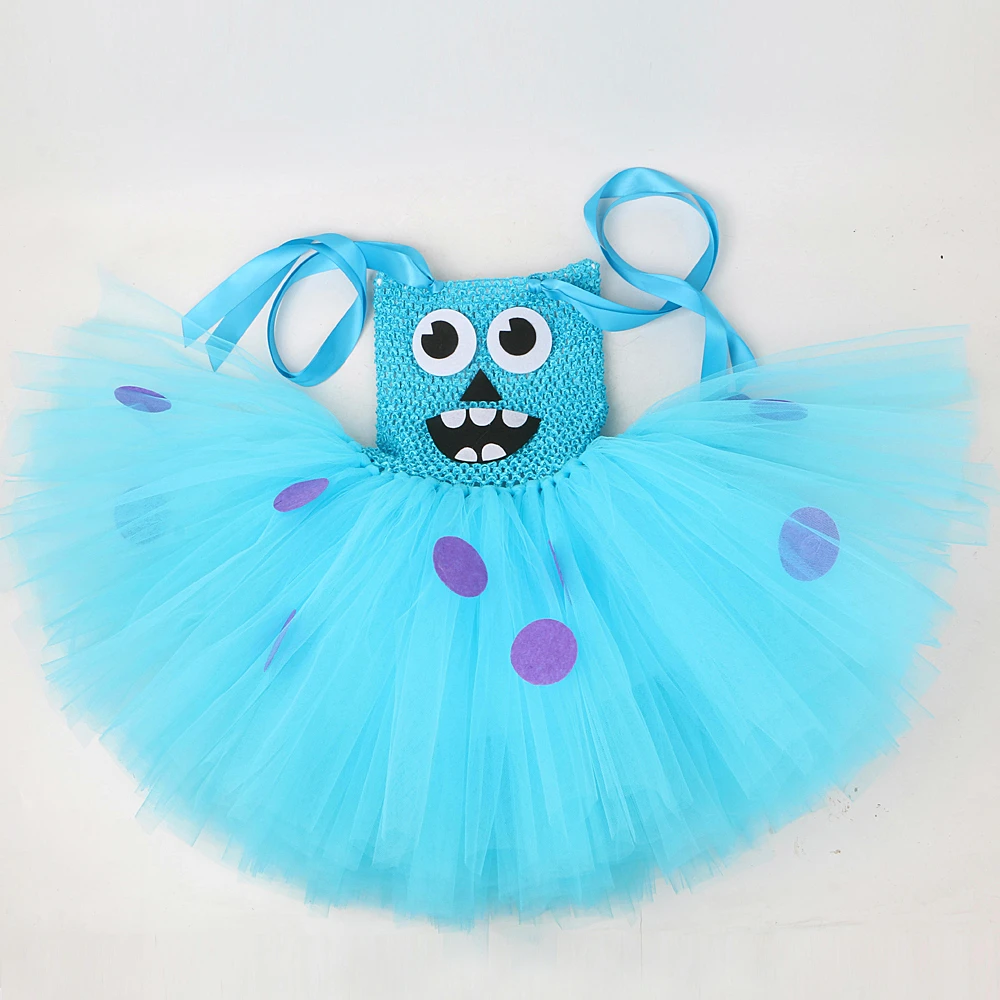 Blue Shaggy Monster Sullivan Costume Girls Birthday Halloween Cosplay Outfit for Kids Carnival Fancy Tutu Dress Disguise Clothes