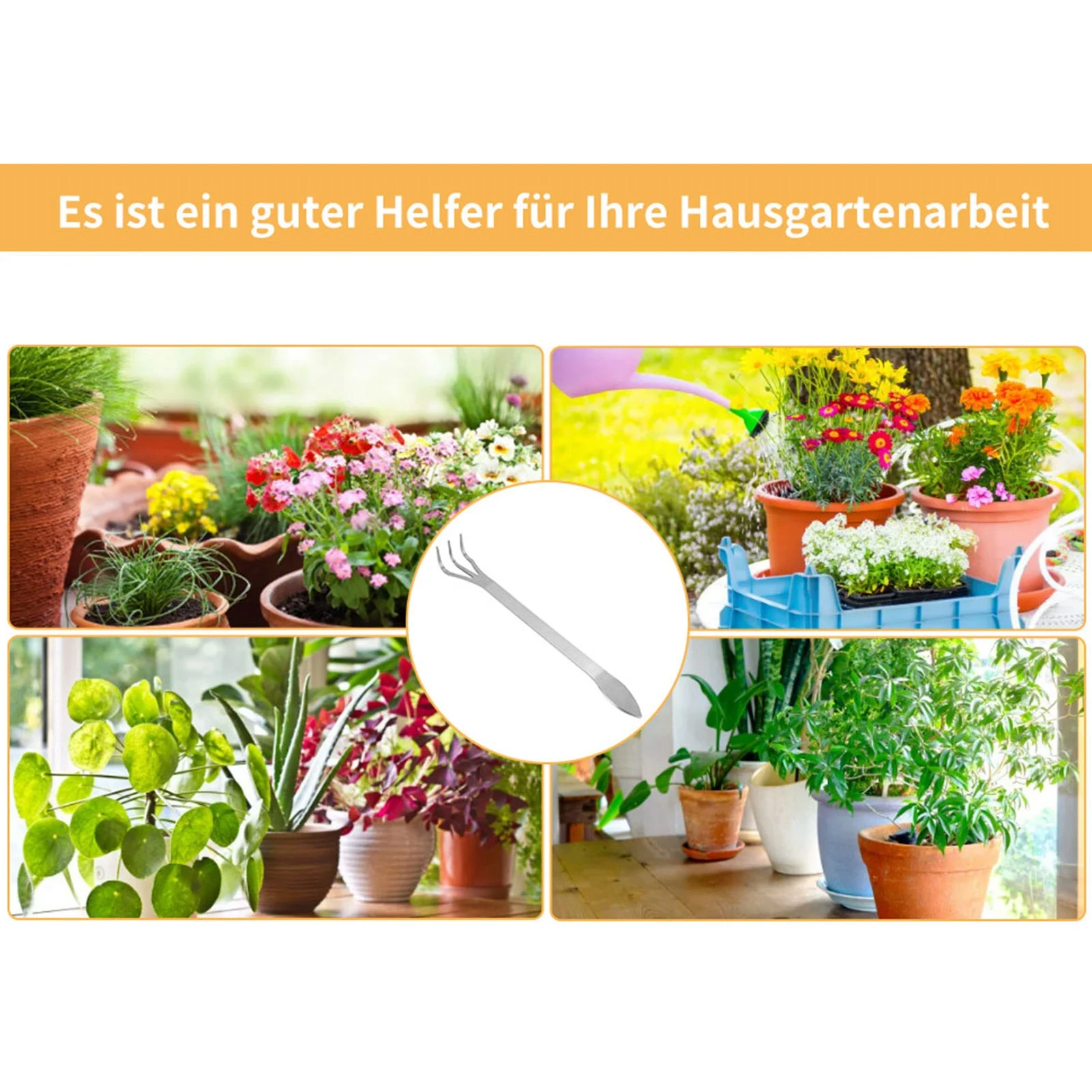 Rastrillo de raíz de acero inoxidable, herramienta de mano para aflojar el suelo, multifuncional, bonsái, herramientas de jardinería para el hogar, 1 unidad