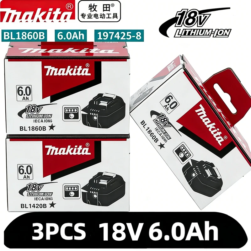 

Makita Original Lithium ion Rechargeable Battery 18V 6Ah 5Ah 9Ah 3Ah 2Ah18v Replacement Batteries BL1860 BL1830 BL1850 BL186