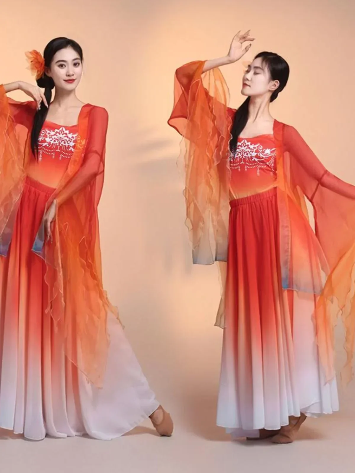 

Classical dance clothes women's gauze clothes, big sleeves, antique swinging skirts, Chinese dance performance clothes