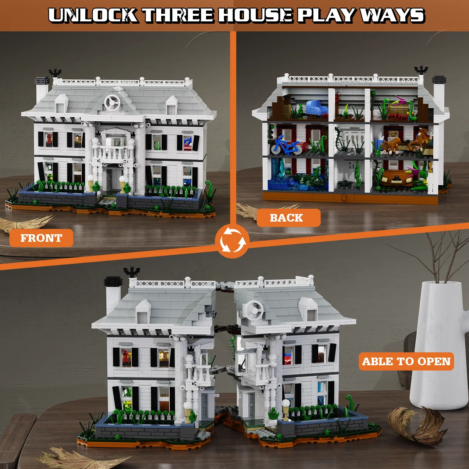 BuildMOC Braved Game House Building Kit White Apartment Palace Blocks Kids and Film Game Fans Gifts(1620 Pieces)