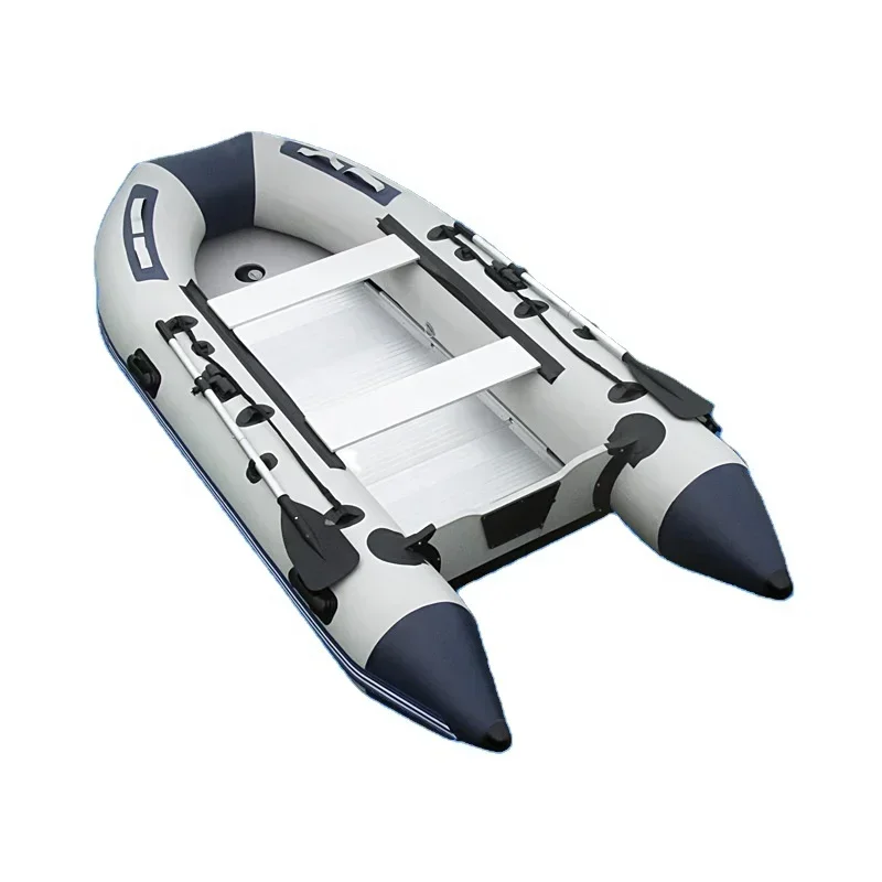 13.8ft PVC Inflatable Boats 8 Person Fishing Kayak Rowing Rafts Dinghy with Motor Bracket Hole for Water Sports