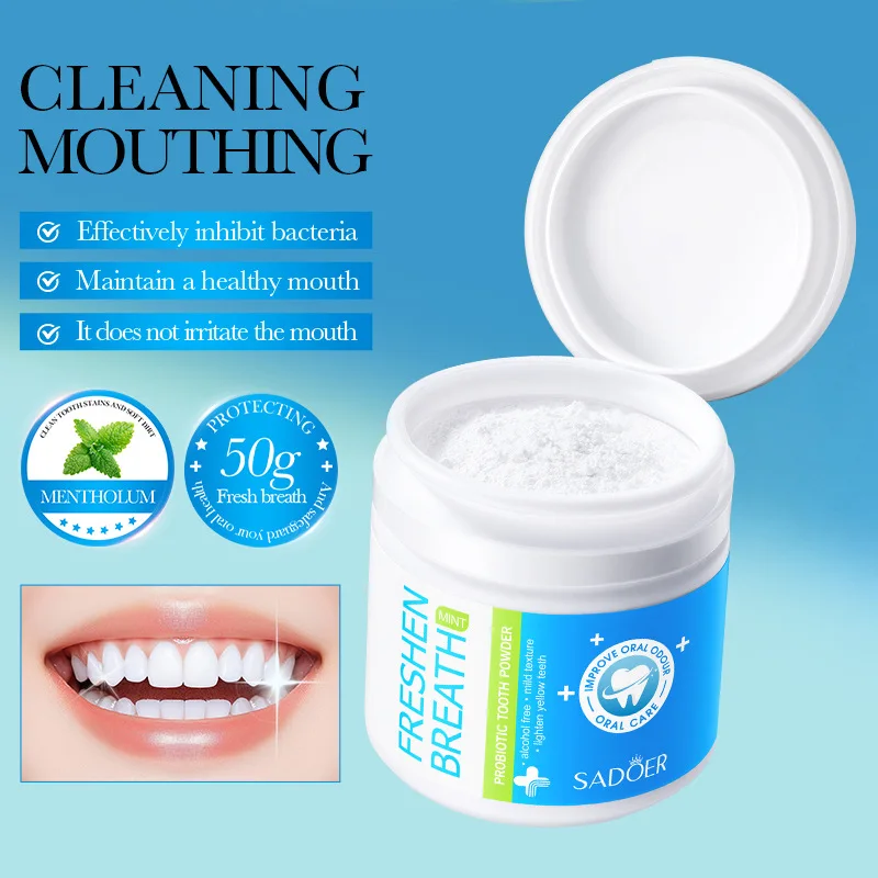 Probiotic whitening tooth powder,removes smoke stains,brightens teeth,cleansestartar,freshens breath,suitable for both men women