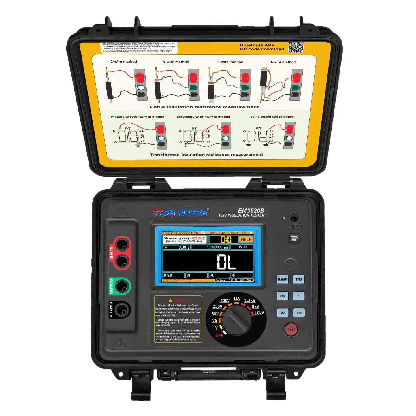 

X ETCR EM3520B 10kV 20TΩ Insulation Tester for Power Transformer Cable Testing High Voltage Insulation Resistance Tester