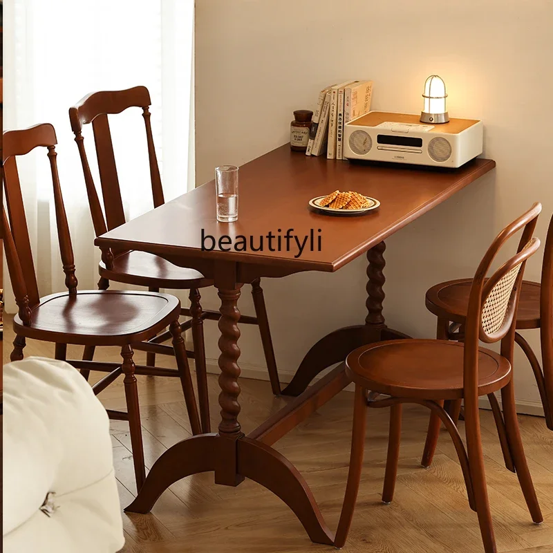 

A57 Retro solid wood dining table Nordic rectangular home desk desk