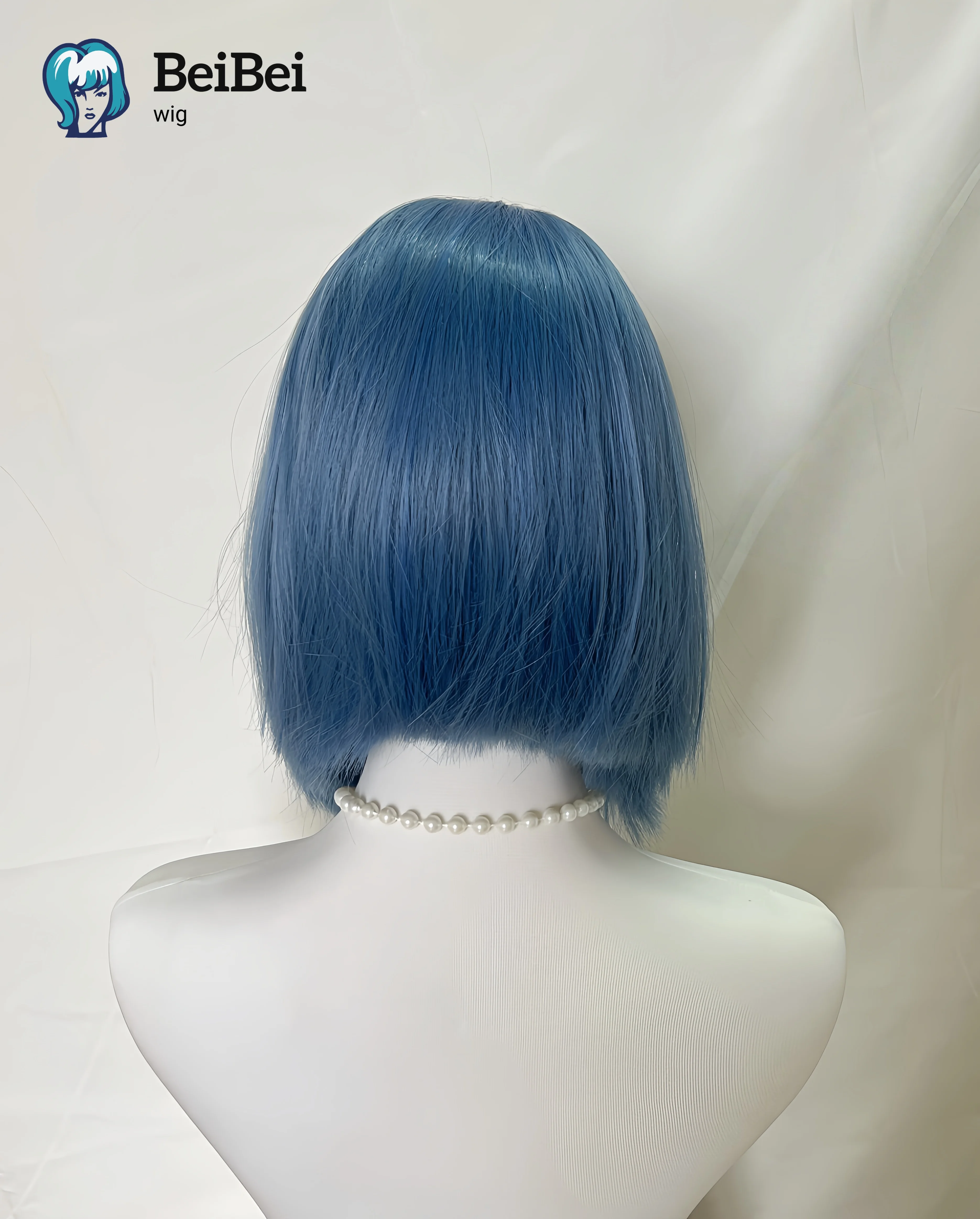 BeiBei Peruca Azul Escuro para Mulheres da Moda 12 Polegadas Mar Profundo Azul Curto Reto Peruca Perucas Sintéticas para Cosplay Uso Diário