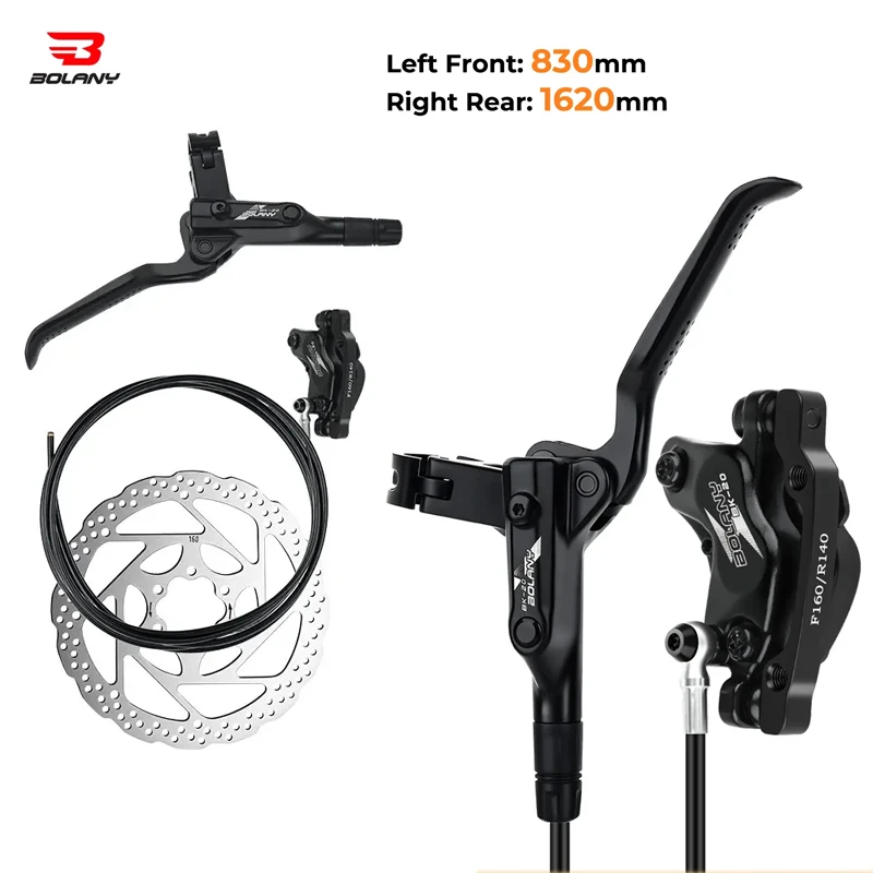

BOLANY 4 Piston Hydraulic Disc Brake MTB Disc Brake Set Front Rear Brake Caliper Bike Oil Pressure 830mm/1620mm with 160mm Disc