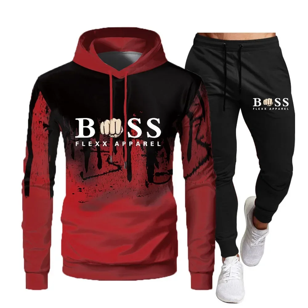 2023 Fall Winter New Brand Men\'s Tracksuit Sportswear Hoodies Sweatshirts Sweatpants Two Piece Sets New Fashion Jogging Male