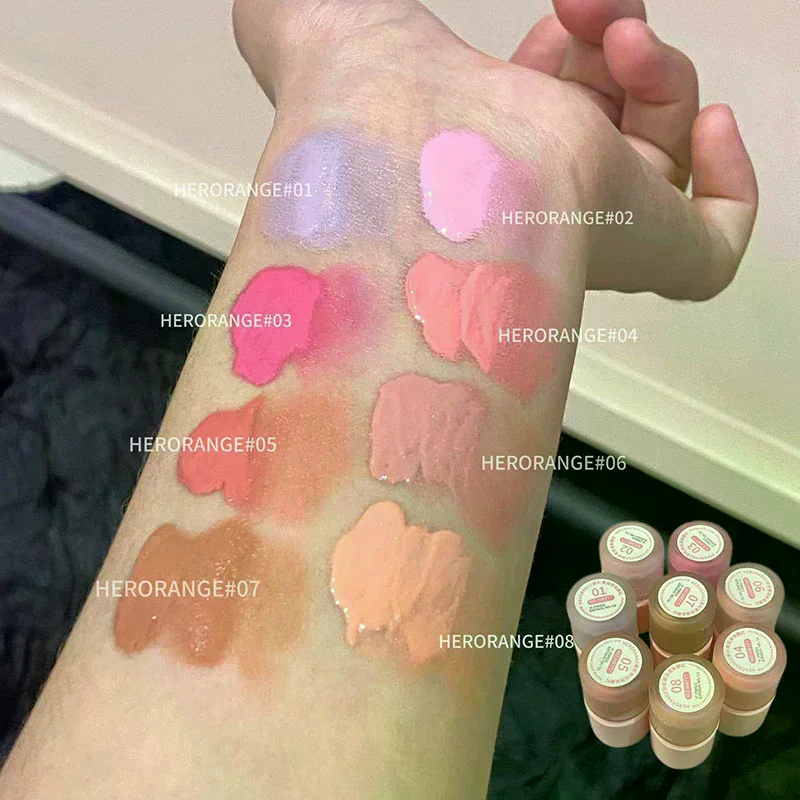 HERORANGE Liquid Blush Cheek Waterproof Lasting Brightening Natural Matte Rouge Contouring Low Saturated Blusher Korean Makeup