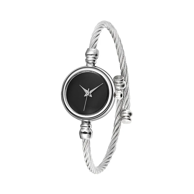 1-piece set of women's alloy steel wire rope bracelet watch, fresh student casual fashion watch, women's style