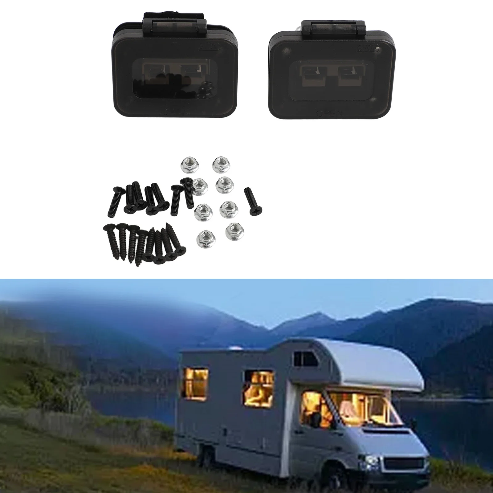 50A For Connector Battery Quick Connector Mounting Panel Base with Cover for Vehicle and Trailer Power Systems