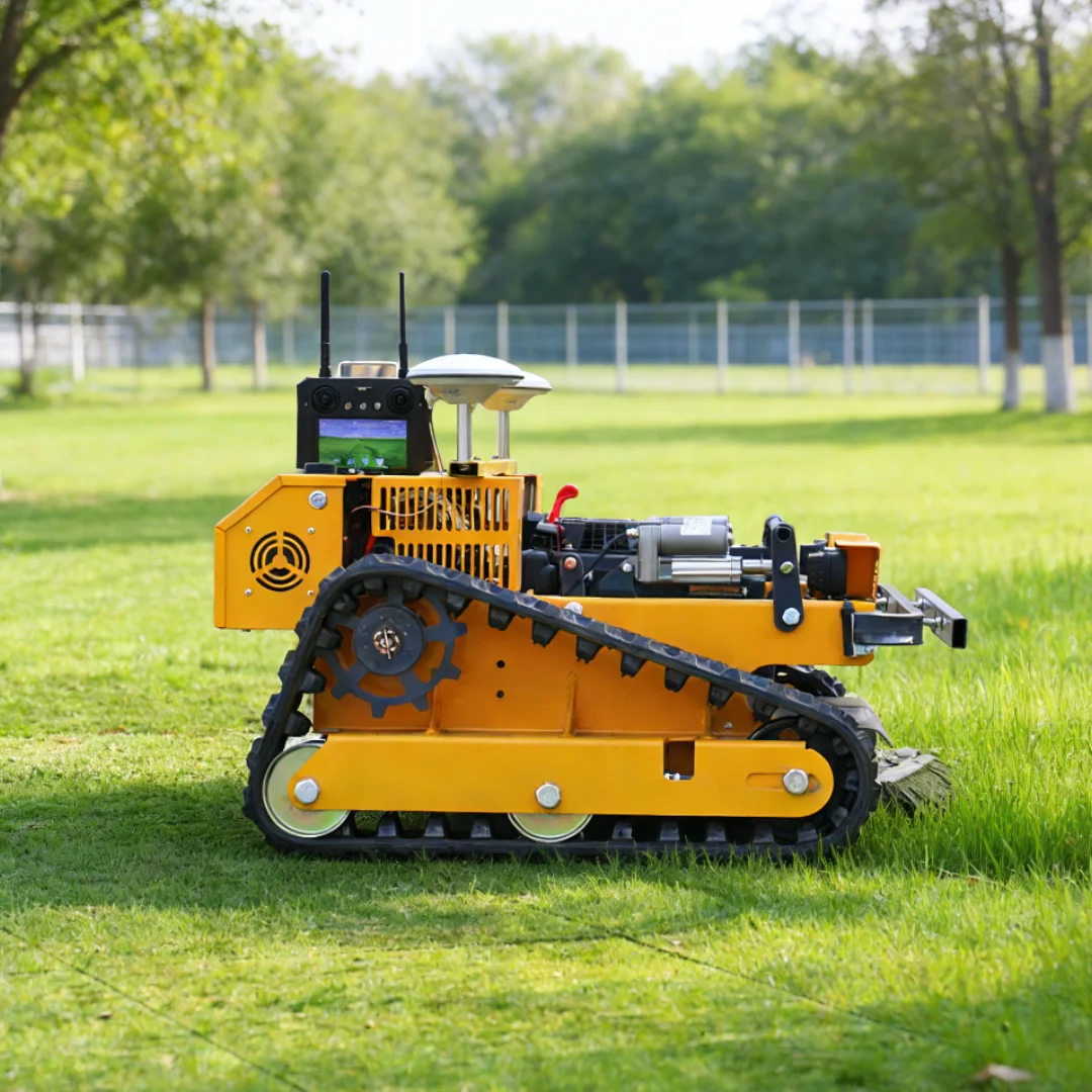 Customized Self-propelled Remote Lawn Mower Yellow 550GPS Model, Adjustable Cutting Height For Villa Courtyard Lawn Care