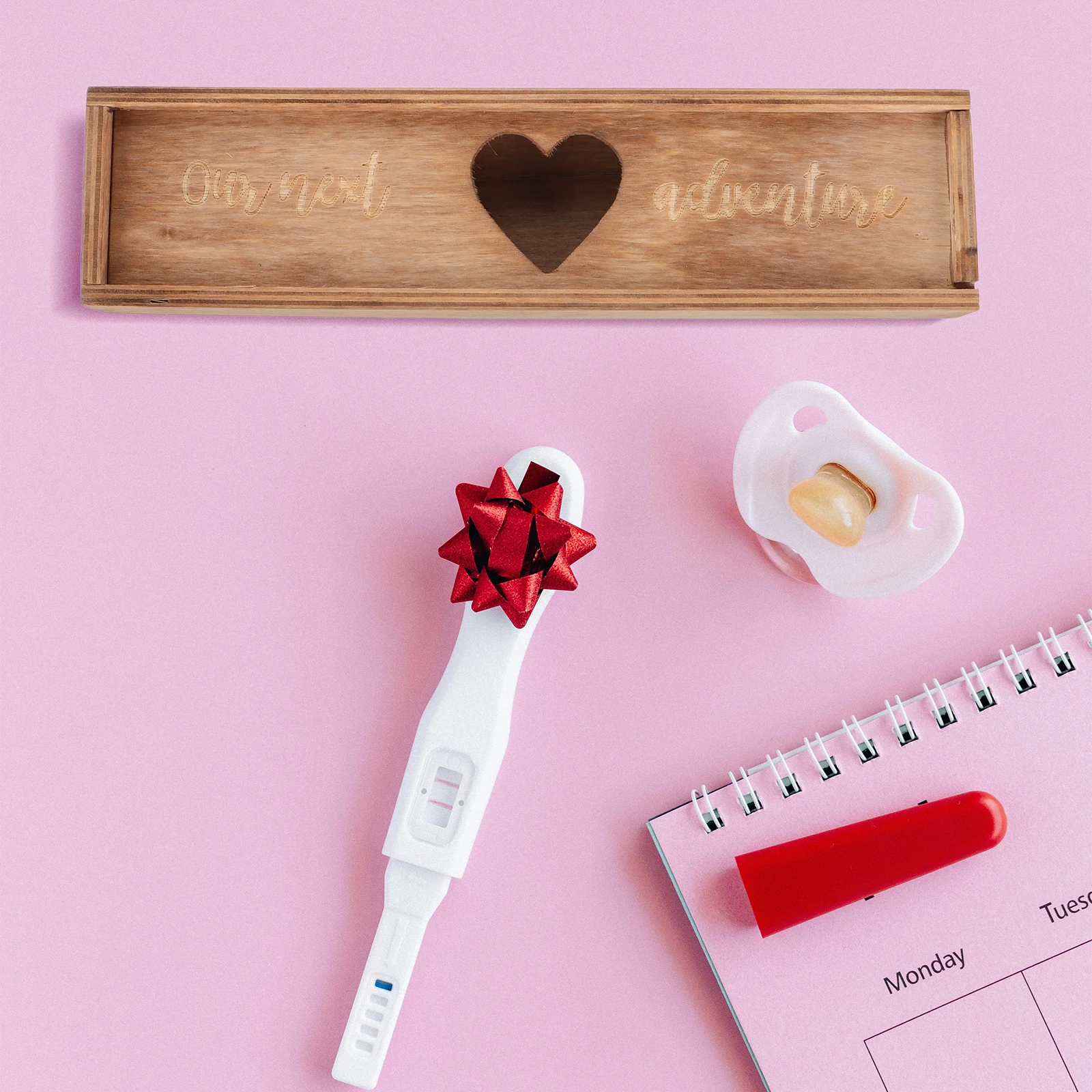

Pregnancy Test Wooden Keepsake Box Announcement Case Lid Memory Preservation Newborn Reveal Souvenir