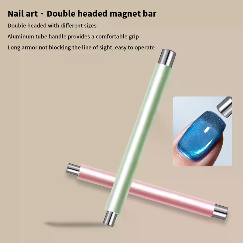 스틸 볼이 있는 더블 헤드 캣츠 아이 네일 마그네틱 스틱 다기능 네일 자석 도구 펜 DIY 살롱 스튜디오 또는 가정용
