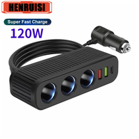 120W Car Cigarette Lighter USB Charger PD Quick Charge Power Adapter One-to-four Multifunctional Socket For Mobile Phone Charger