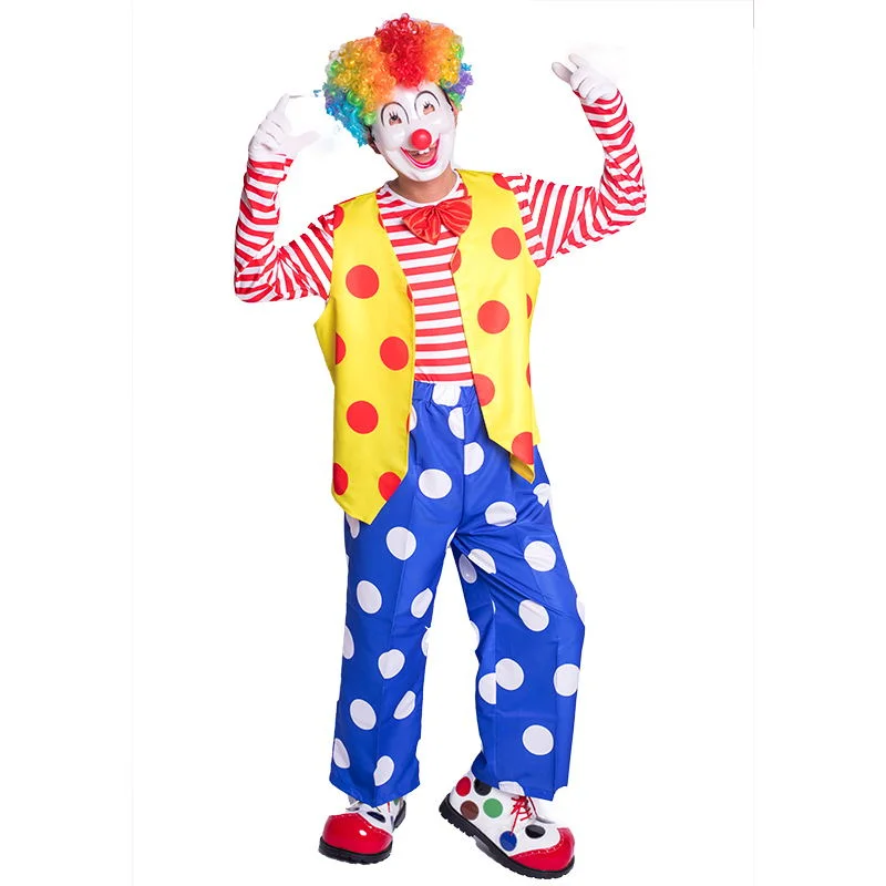 Clown Joker Cosplay Costume For Men Circus Club Clothing New Year Festival Activity Performance Christmas Day